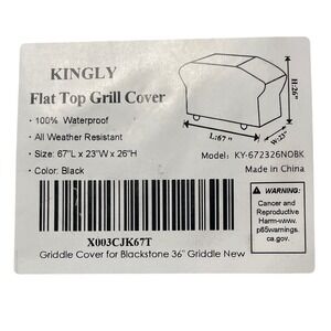 KINGLY Flat Top Blackstone 36" Griddle Grill Cover - Black NEW